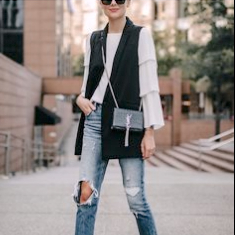 Rachel Zoe | Black Open Blazer Vest Jacket